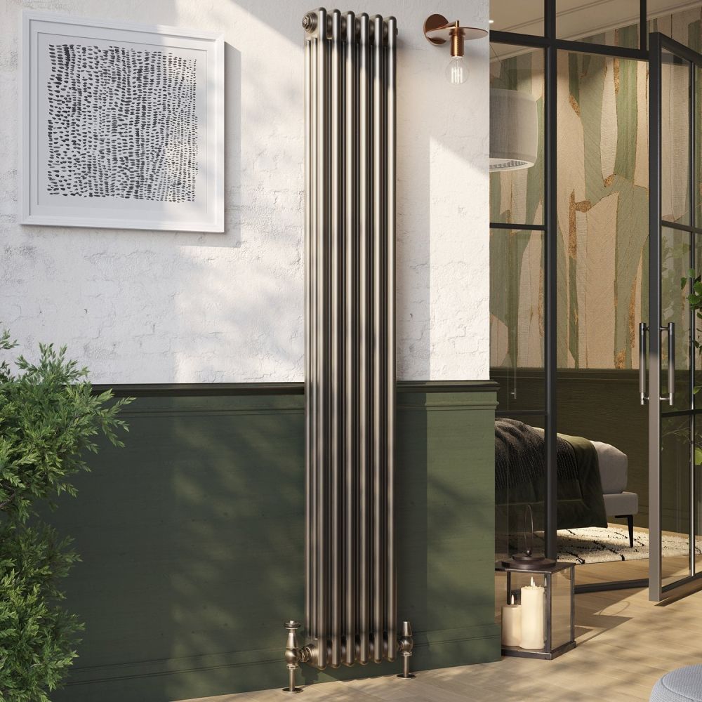 Clement Raw Metal Triple Vertical Column Radiator - 1800x290mm