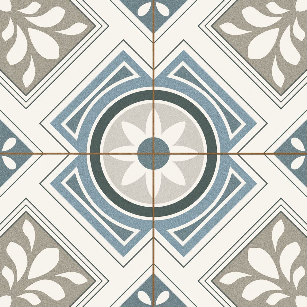 Bilbao Grey Patterned Matt Ceramic Tile - 450x450mm