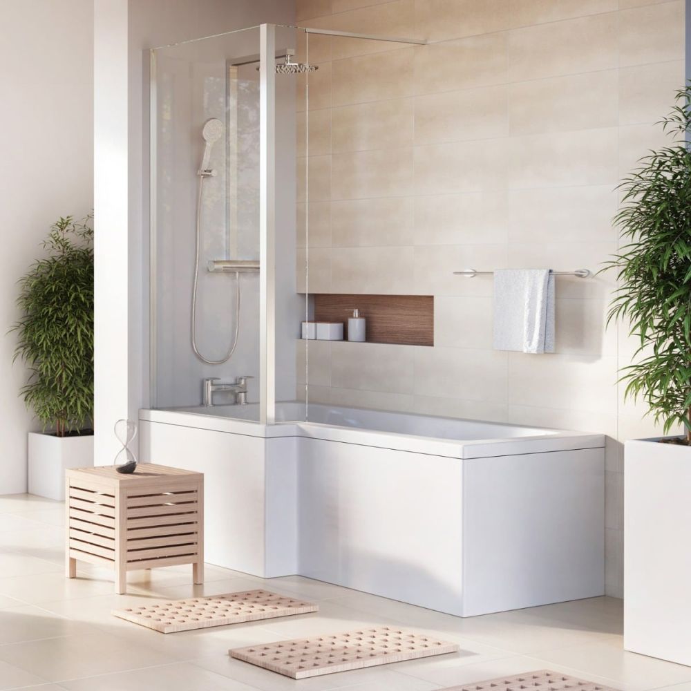White Acrylic L-Shape Front Bath Panel 1700mm