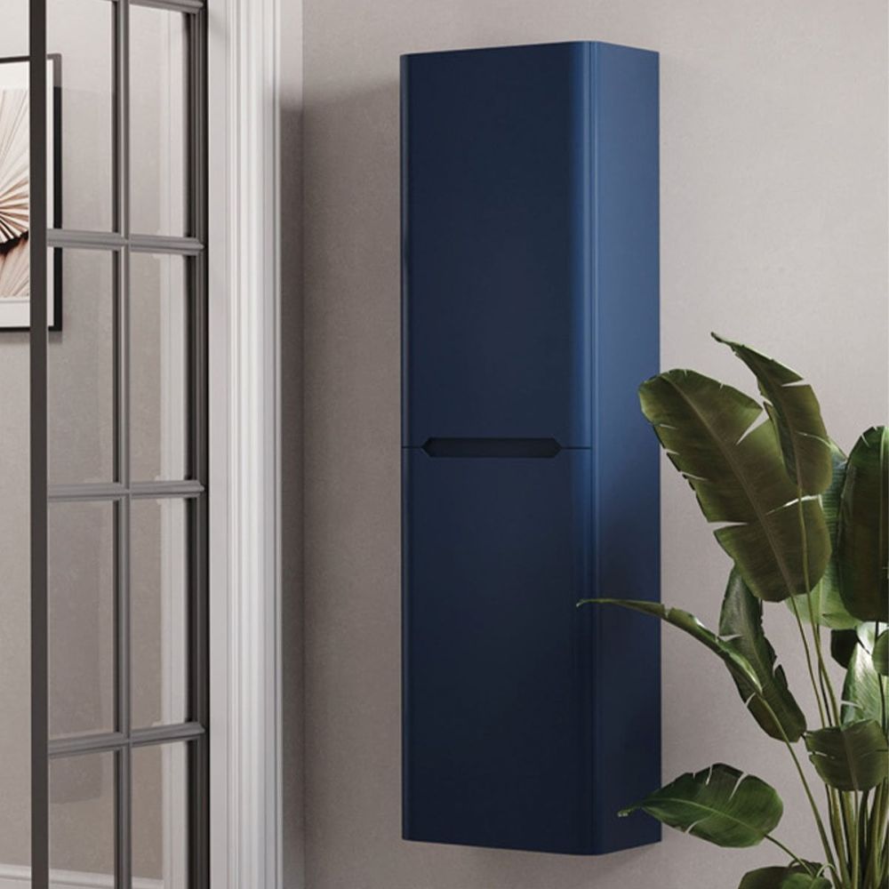 Ellis Royal Blue Wall Hung Tall Bathroom Storage Unit