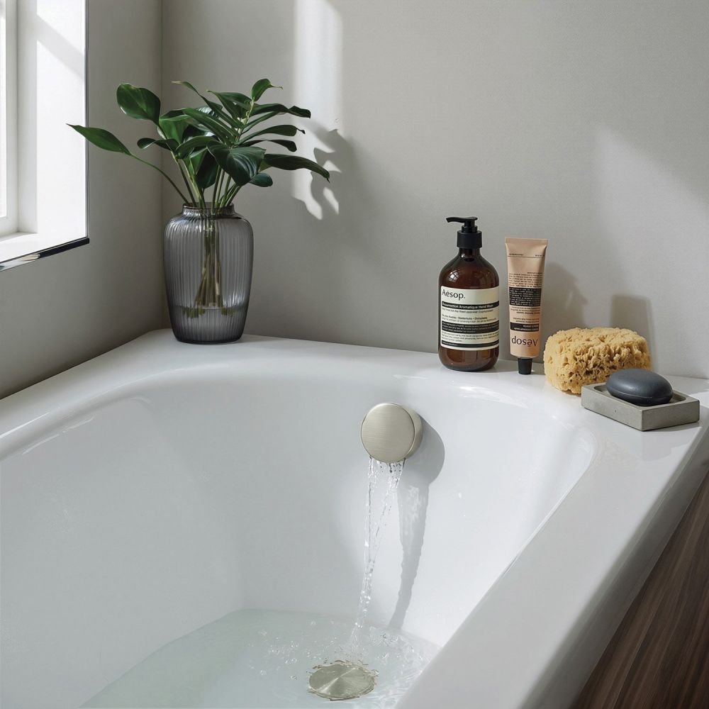 Brushed Nickel Overflow Bath Filler