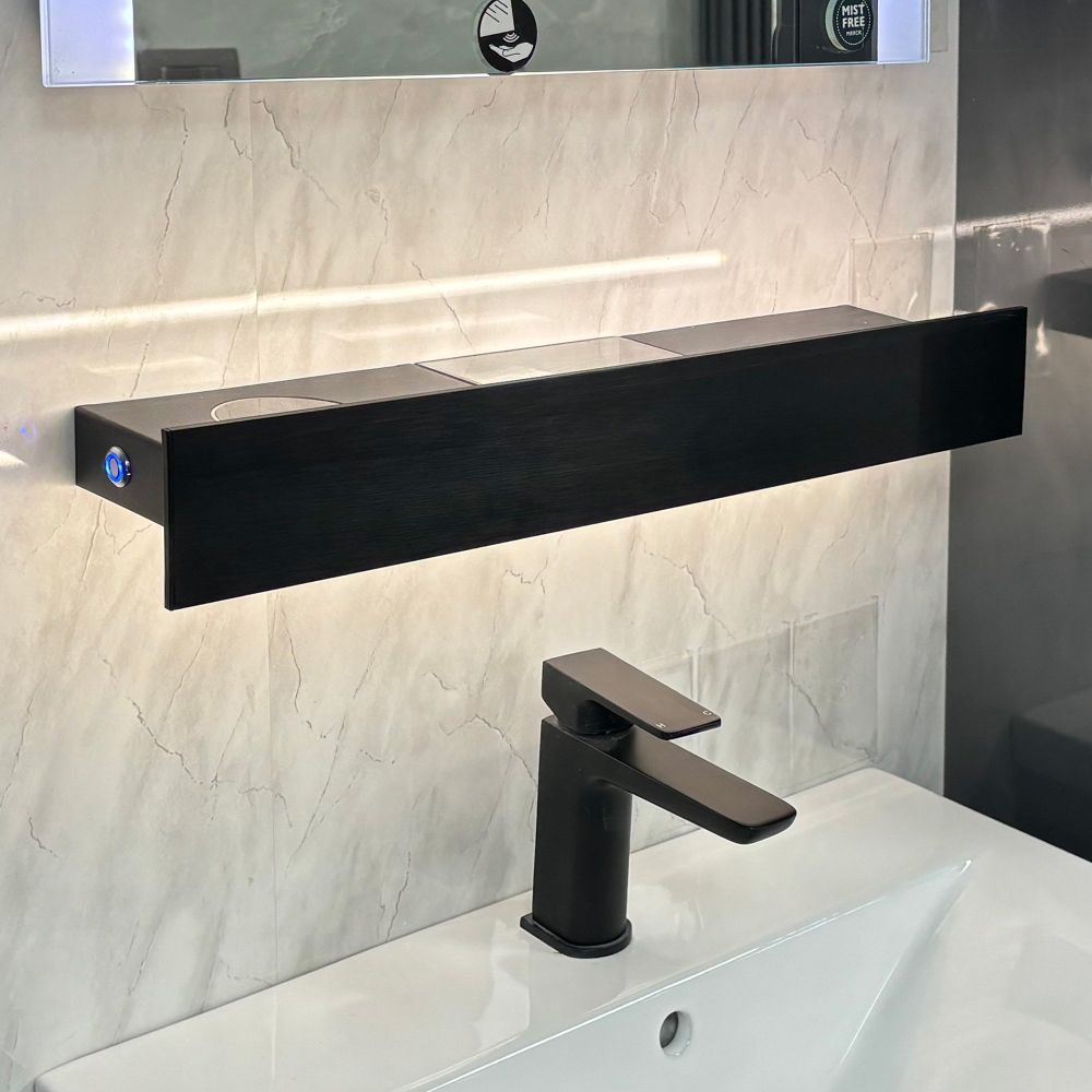Edge Black Smart Shelf with Ambient Lighting 700mm