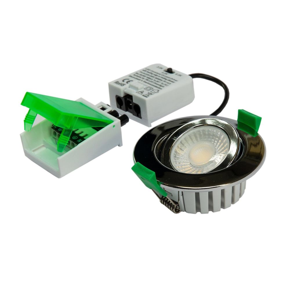 Spiros Chrome IP65 Fire-Rated Tiltable LED Downlight