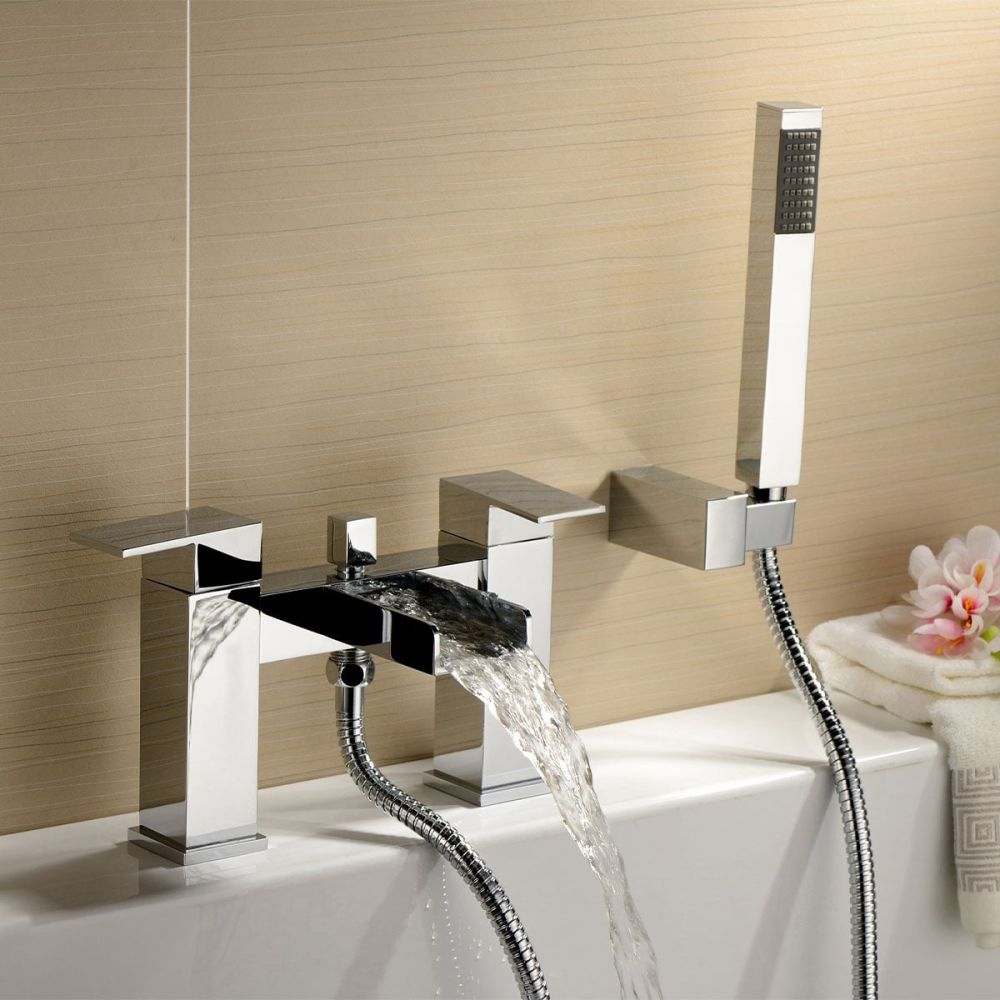 Cairo Chrome Waterfall Bath Shower Mixer Tap - Lifestyle image