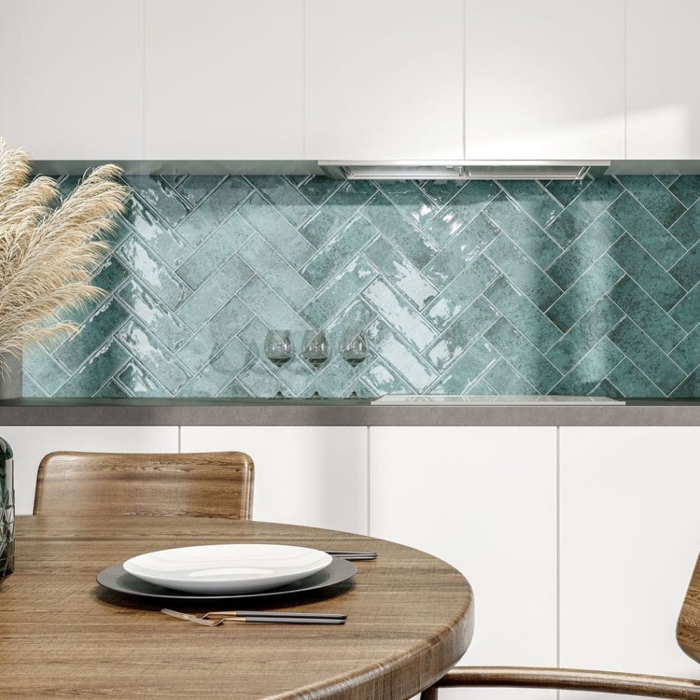 Lugano Green Ceramic Brick Tile - 100x300mm