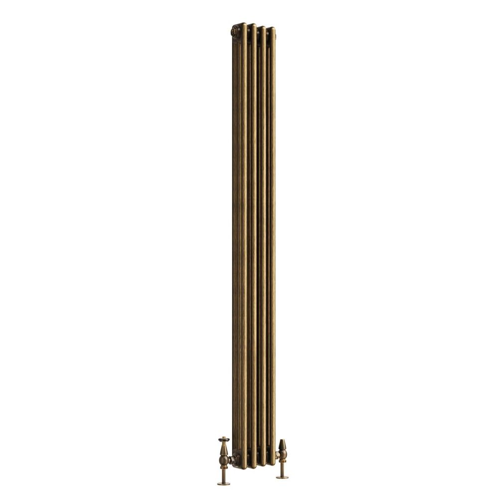 Clement Antique Brass Triple Vertical Column Radiator - 1800x200mm