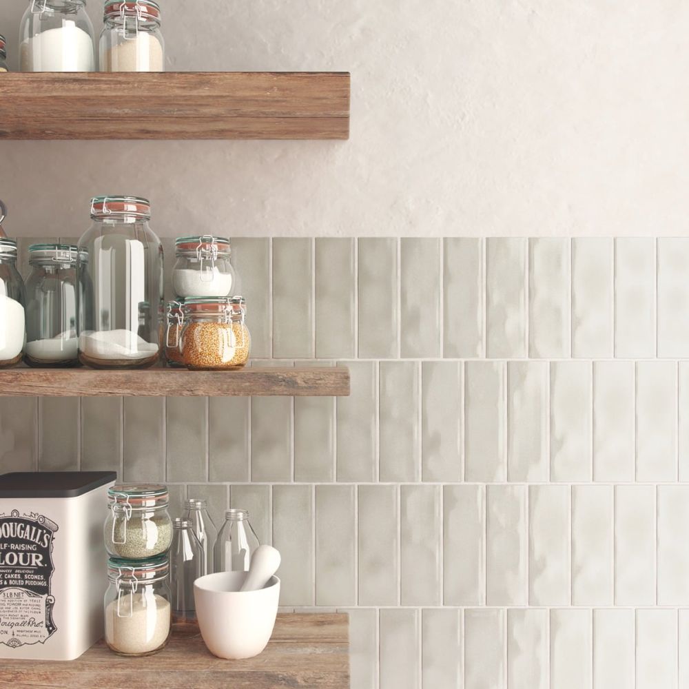 Borneo Soft Grey Gloss Porcelain Tile 65x200mm