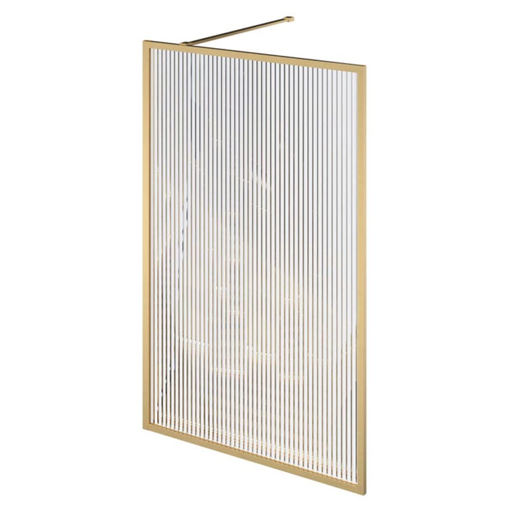Amien Brushed Gold Fluted Glass Bath Screen 1500x800mm
