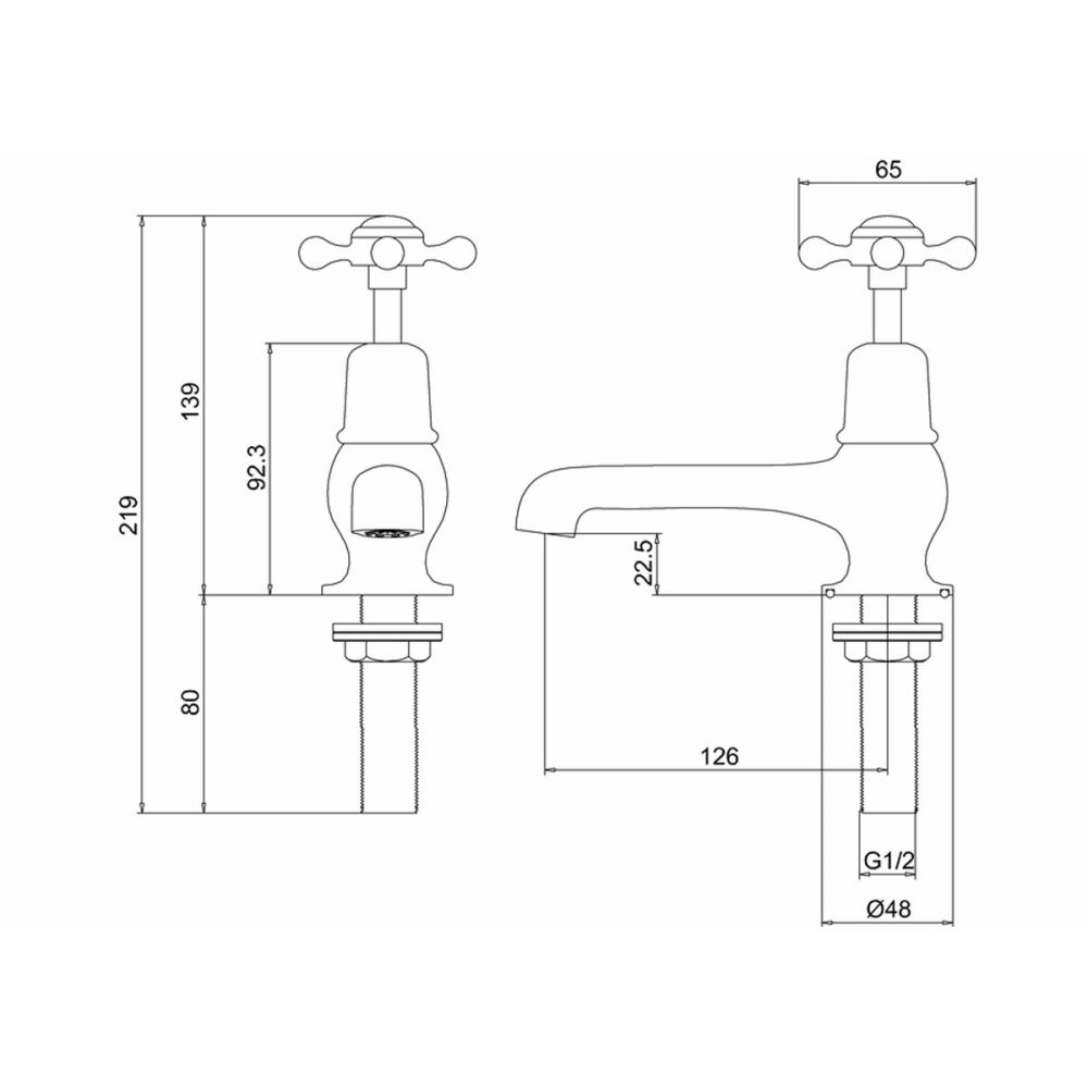 Burlington Claremont Gold Basin Pillar Taps 5"