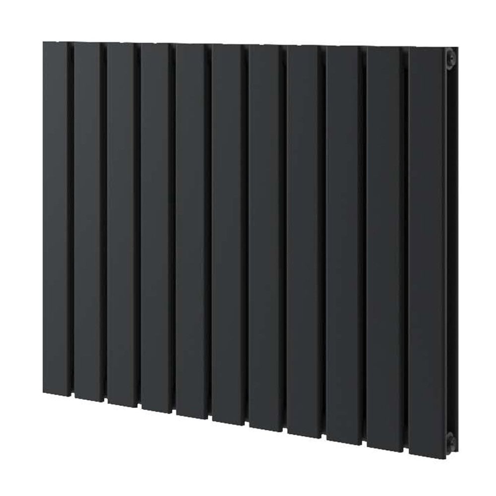 Perth Matt Black Double Vertical Flat Panel Radiator 600x816mm