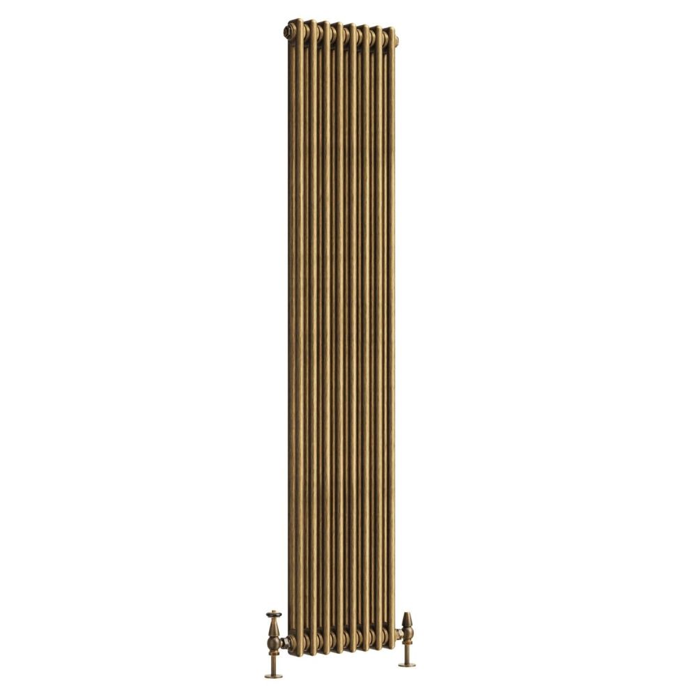 Clement Antique Brass Double Vertical Column Radiator - 1800x380mm