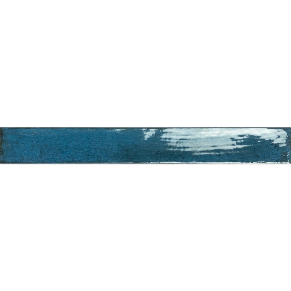Capri Blue Gloss Ceramic Brick Tile - 400x50mm