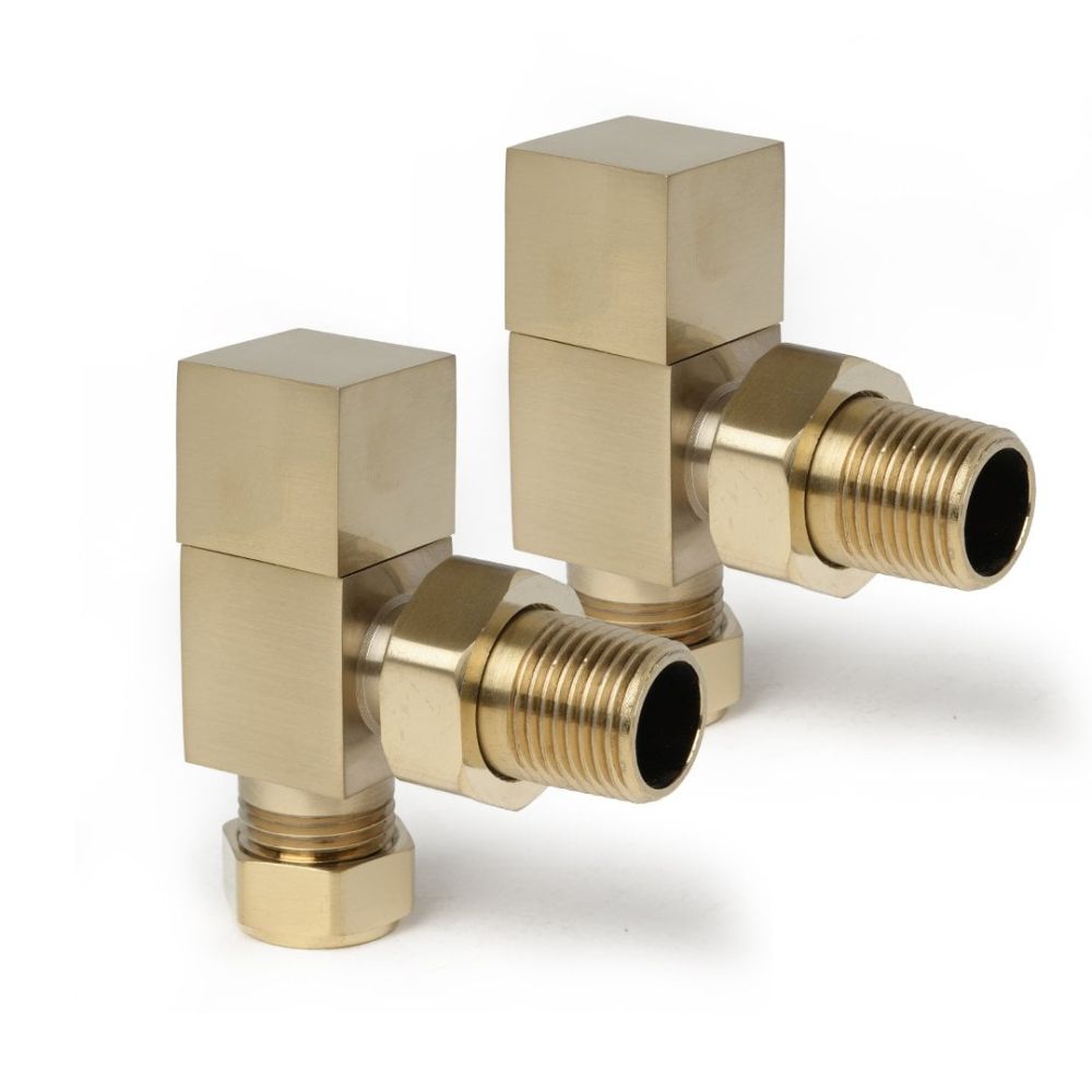Square Angled Pair of Radiator Valves Spec Drawing