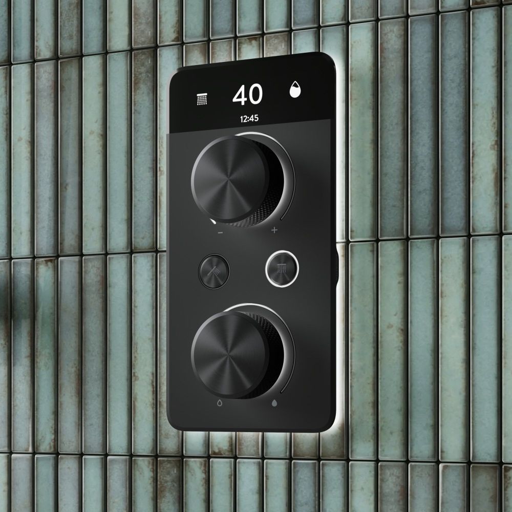 Aqualisa S2 Matt Black Smart Digital Shower Dual Outlet (Slide Rail Kit with Fixed Wall Head) Gravity Pumped