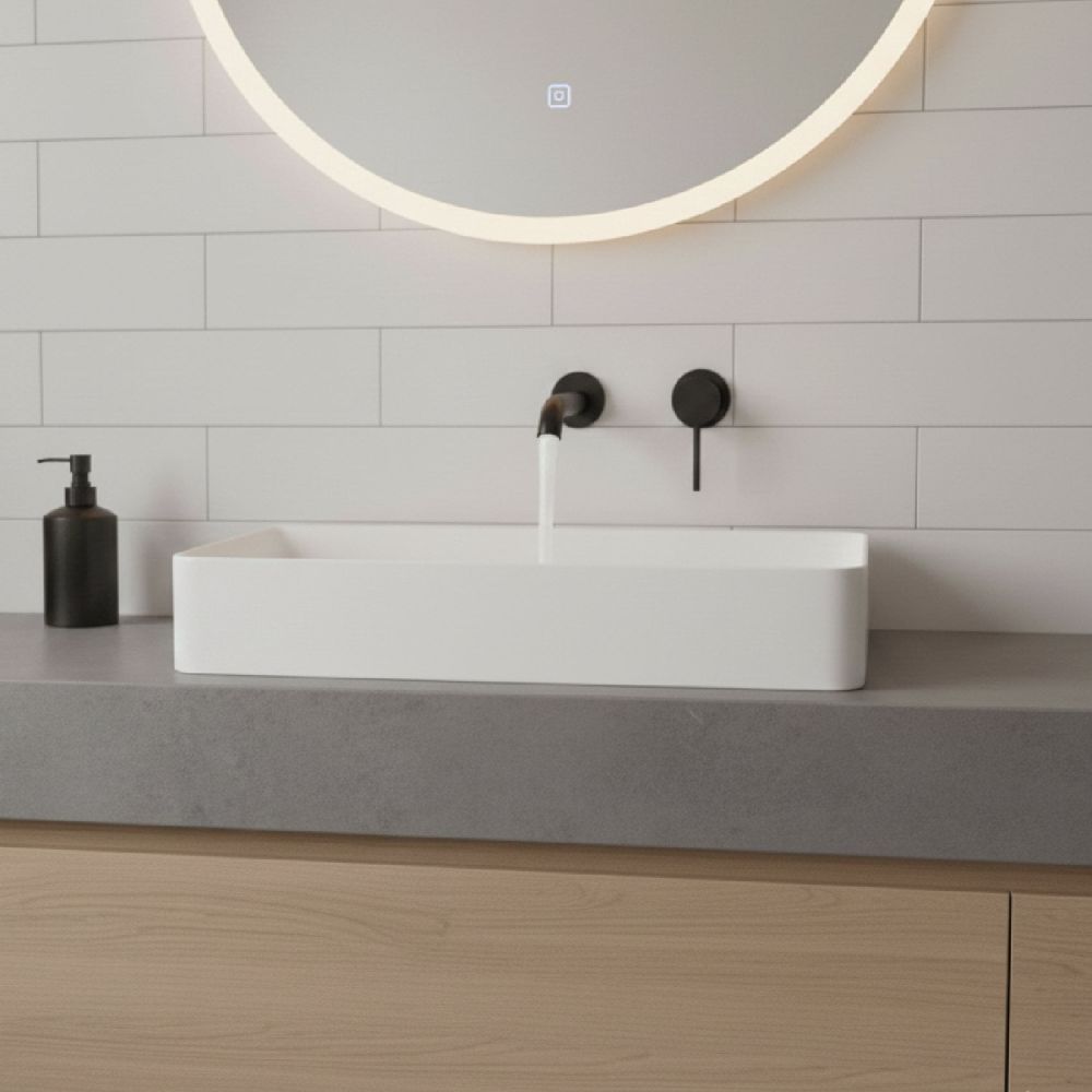Monica White Rectangular Countertop Basin