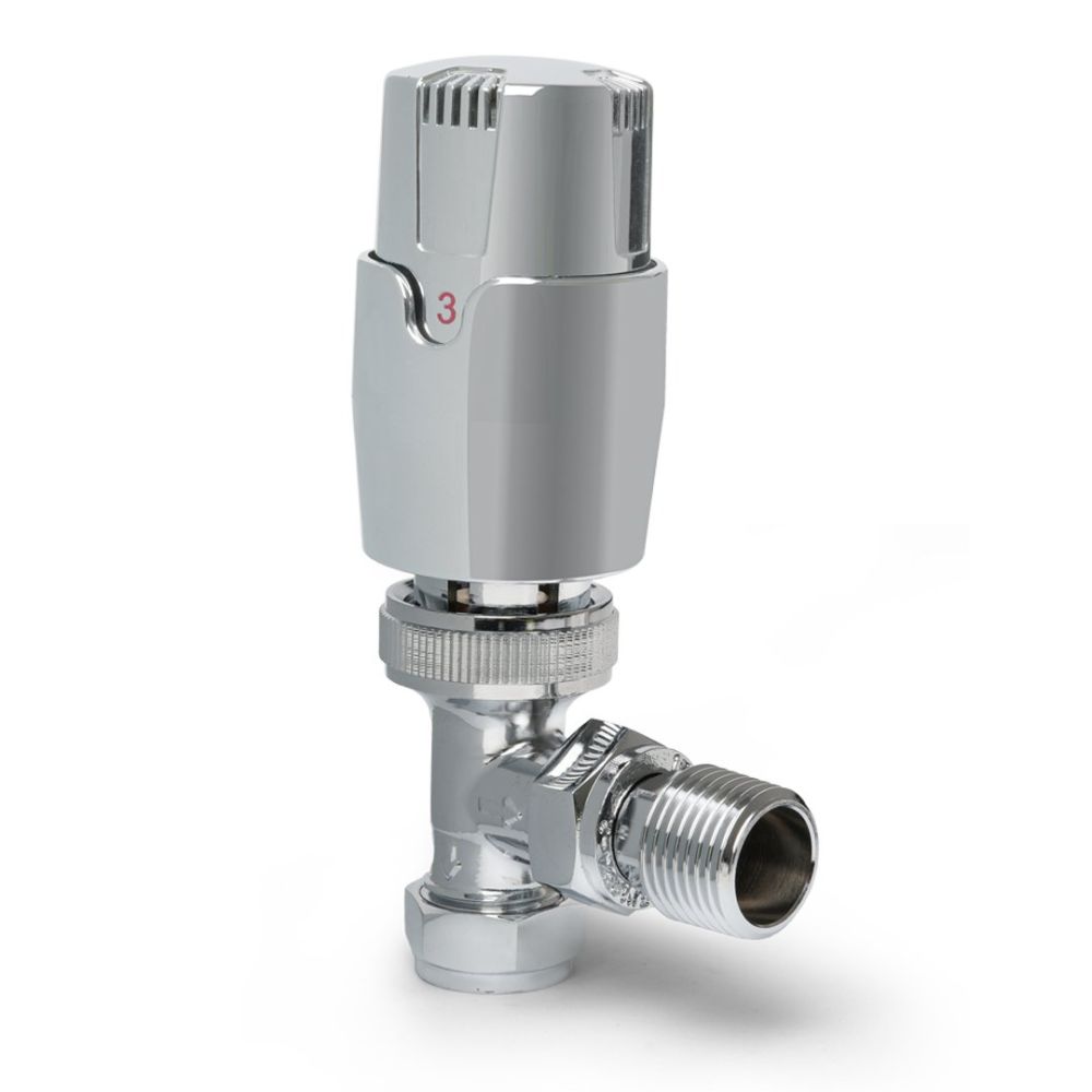 Thermostatic Chrome Angled Pair of Radiator Valves