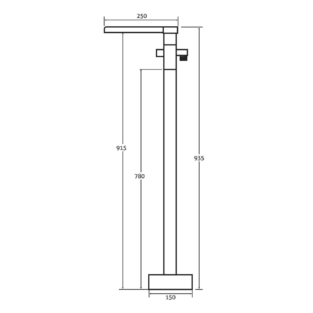Cairo Chrome Freestanding Waterfall Bath Shower Mixer Tap - dimensions