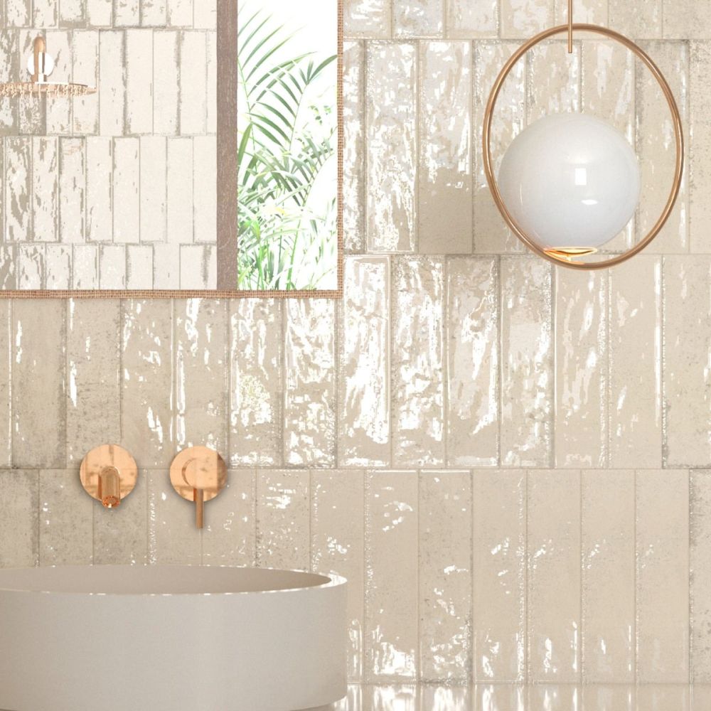 Bergamo Beige Porcelain Brick Tile 75x300mm