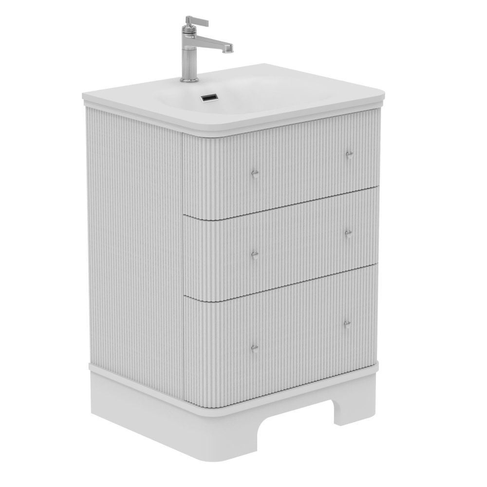 Hayward White Ribbed Floor Standing Vanity Unit 600mm