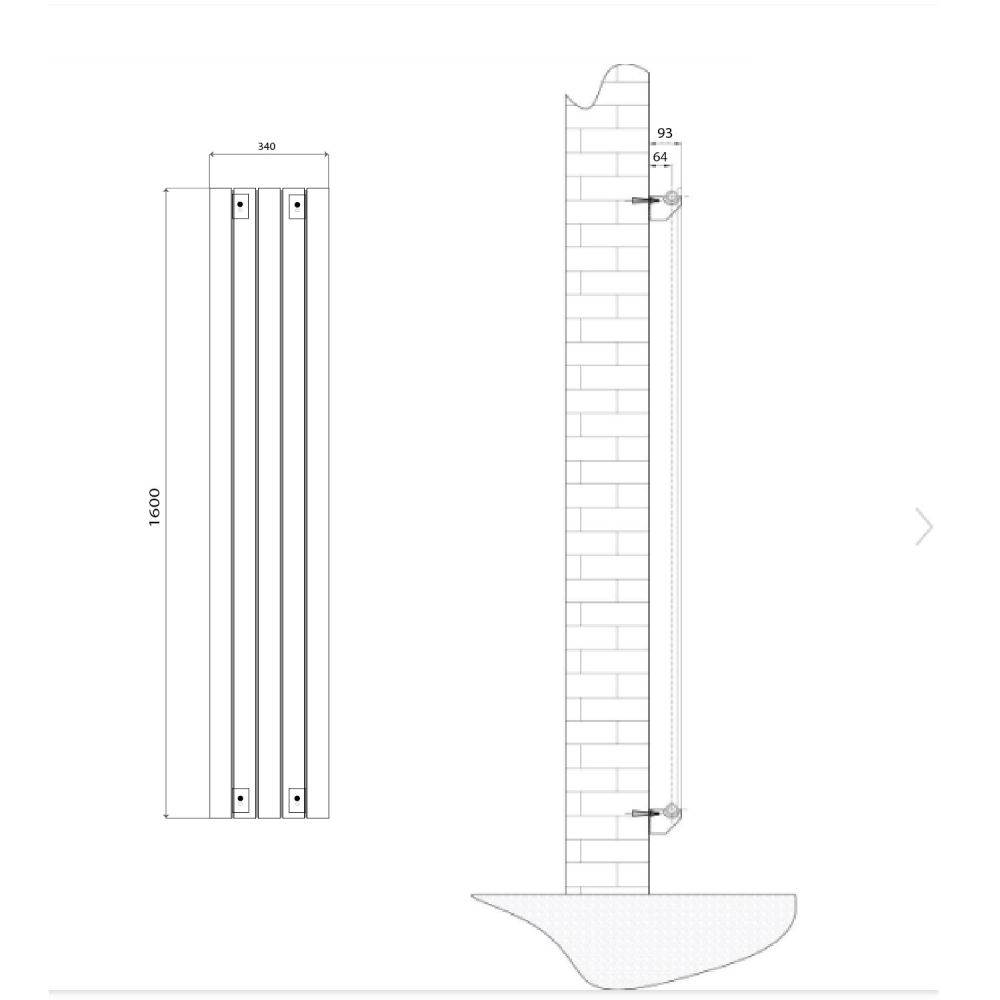 Perth White Double Vertical Flat Panel Radiator 1600x340mm