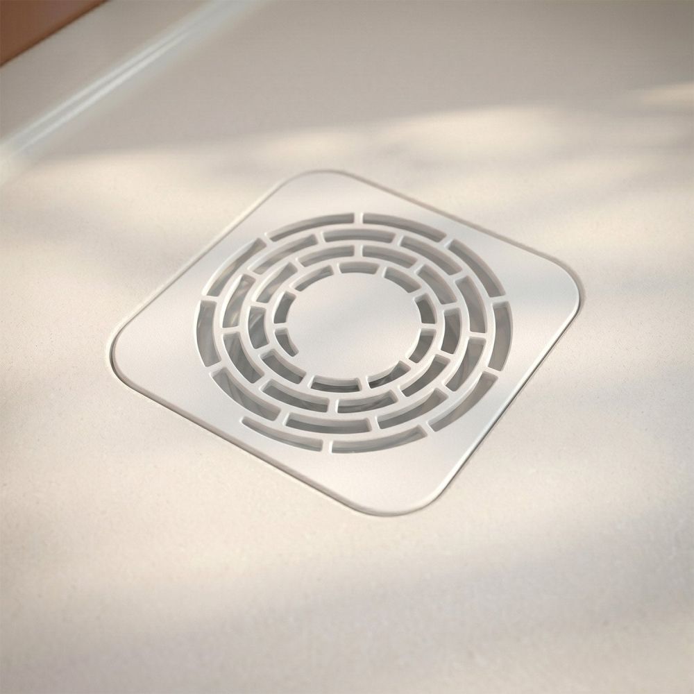 Elle Shower Tray White Fast Flow Grid Waste Cover