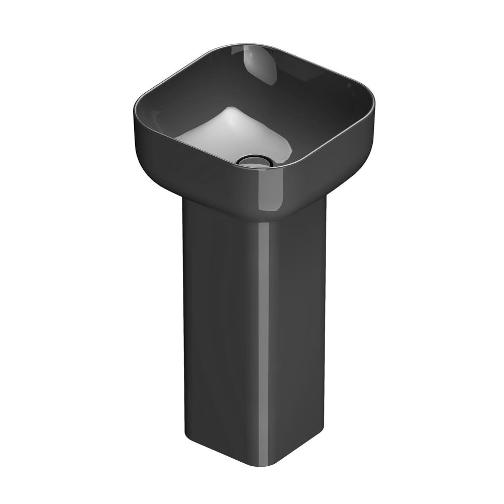 Verity Grafite Gloss Square Basin & Full Pedestal
