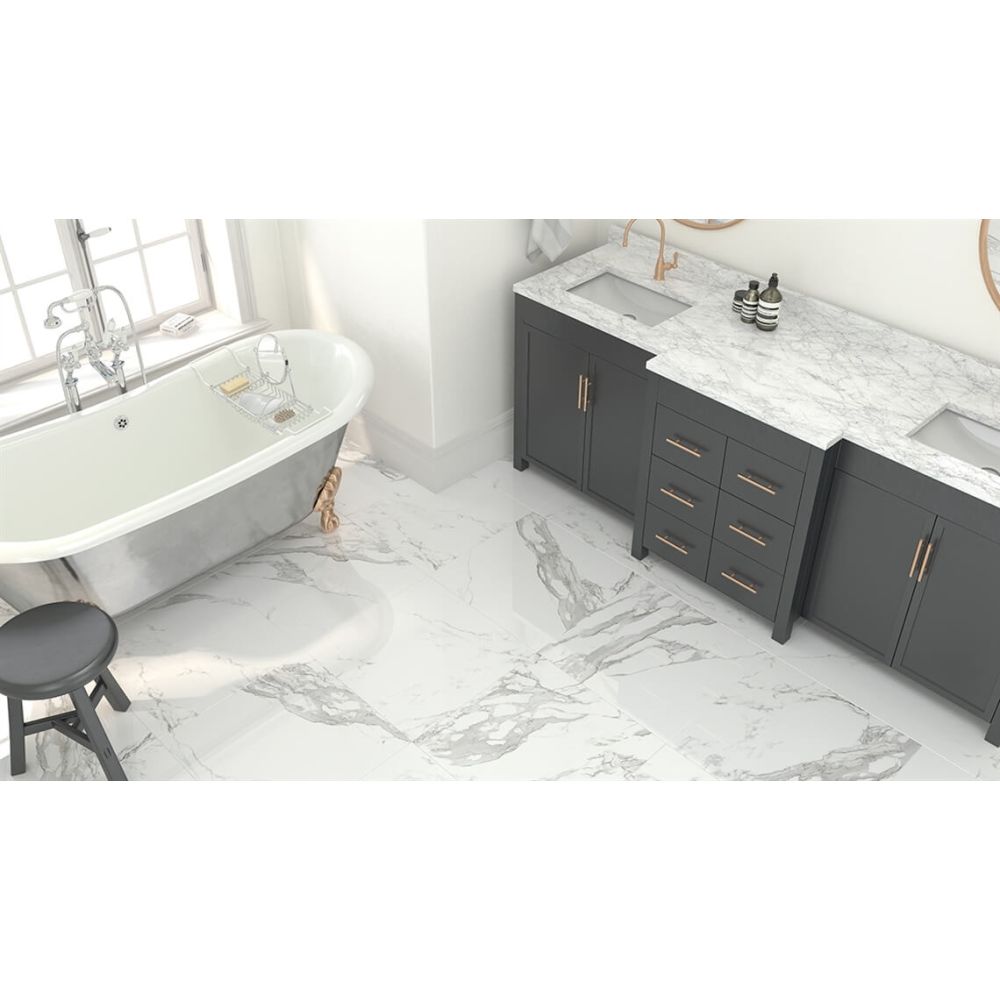 Infinite Marble White Gloss Porcelain Tile 600x600mm