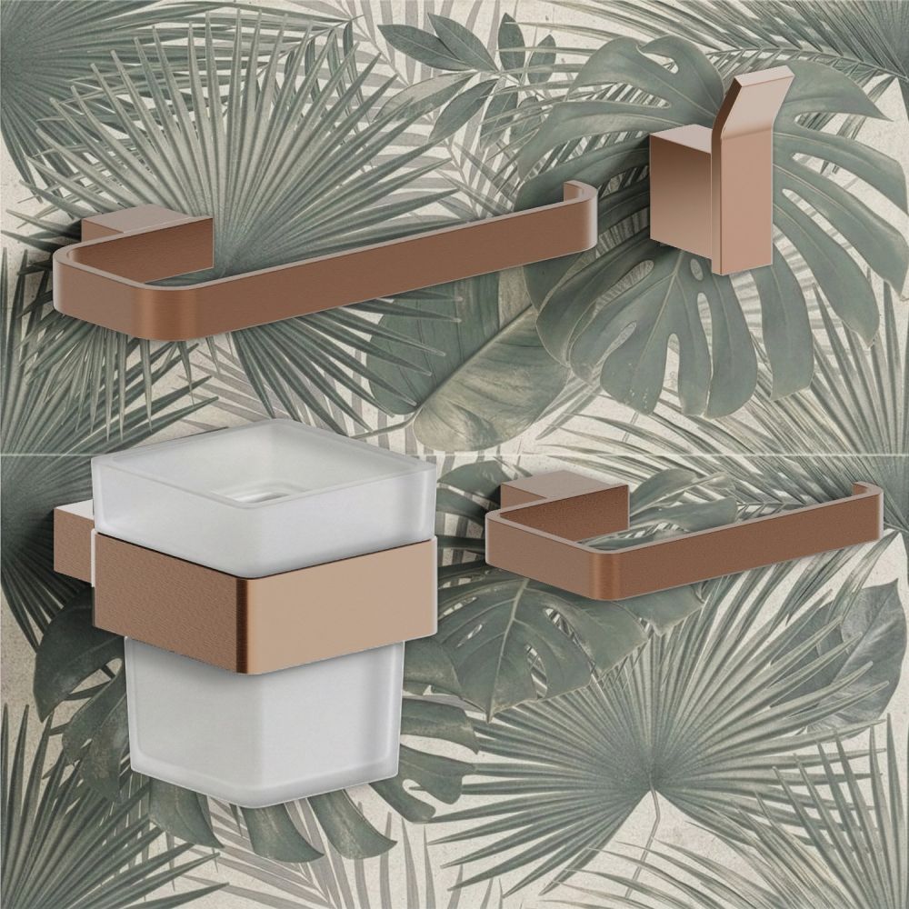 Elora Brushed Bronze 4-Piece Bathroom Accessory Set