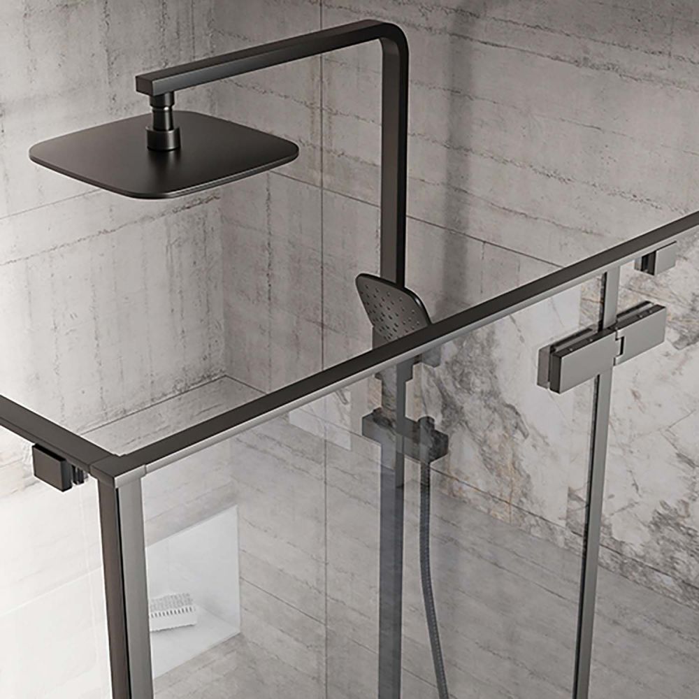 Taylor Black Hinged Shower Door 800mm