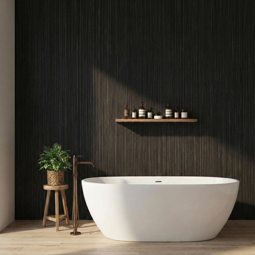 Atlantis Matt Graphite Linear Waterproof Tongue & Groove PVC Shower Wall Panel 1000mm