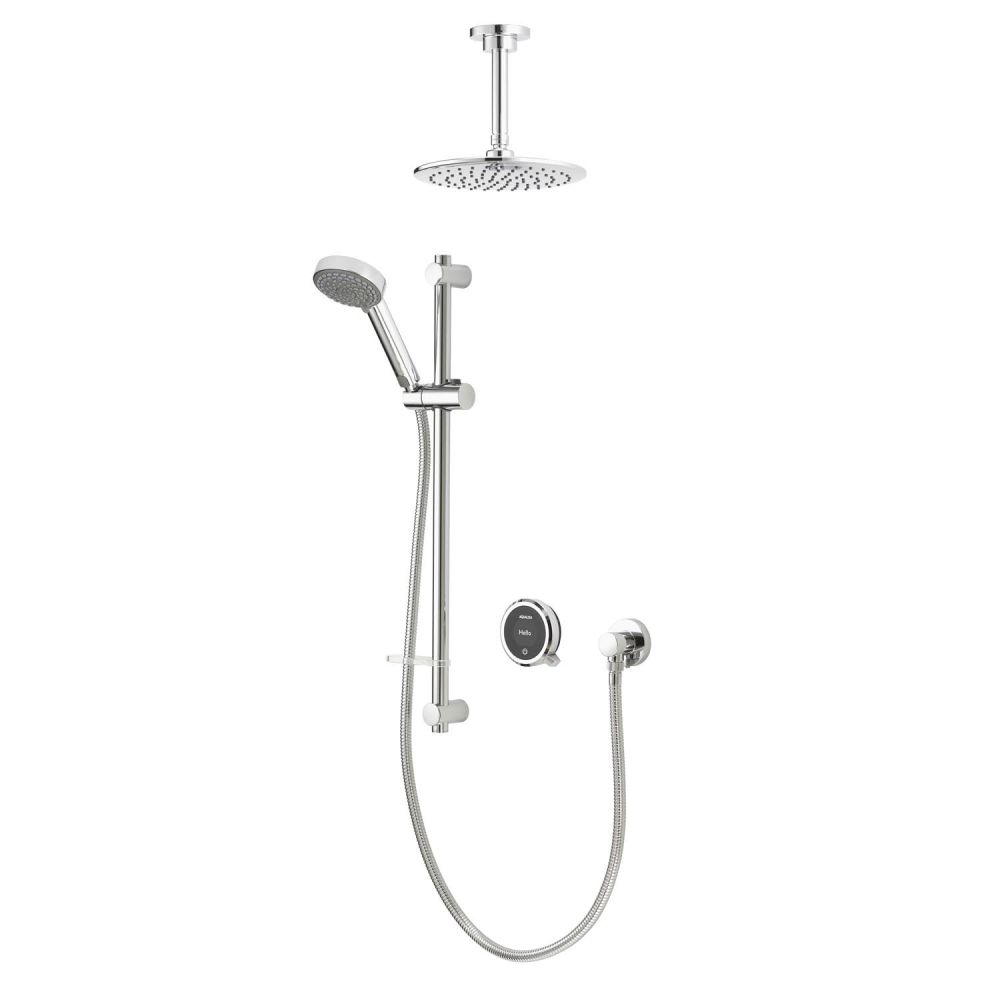Aqualisa Quartz Touch Concealed Smart Shower With Adjustable Head and Fixed Ceiling Head - Gravity Pumped