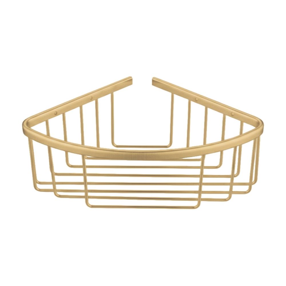 Brushed Gold Single Corner Shower Basket