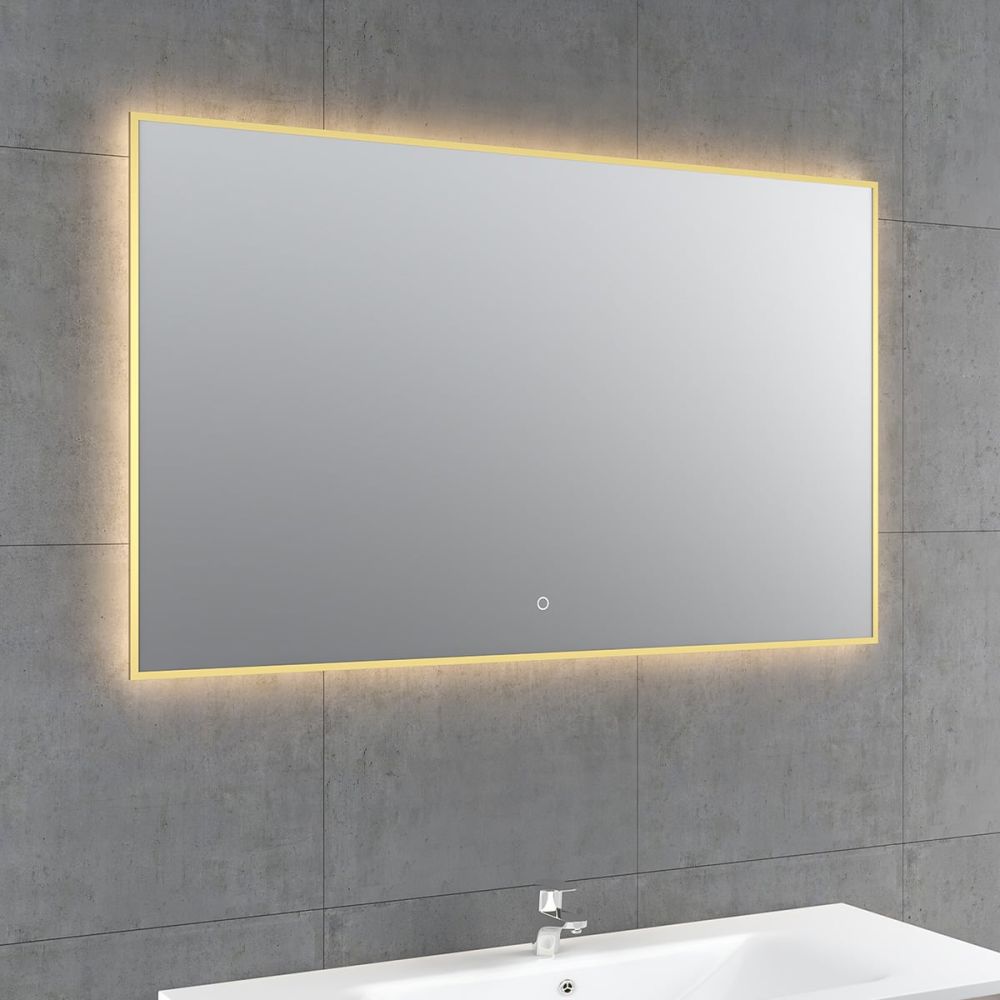Rione Gold Rectangular Backlit LED Heated Mirror 1200x550mm