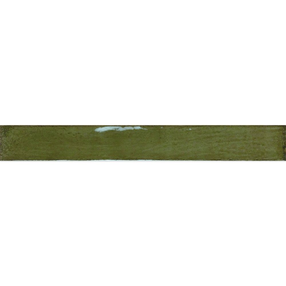 Capri Green Gloss Ceramic Brick Tile - 400x50mm