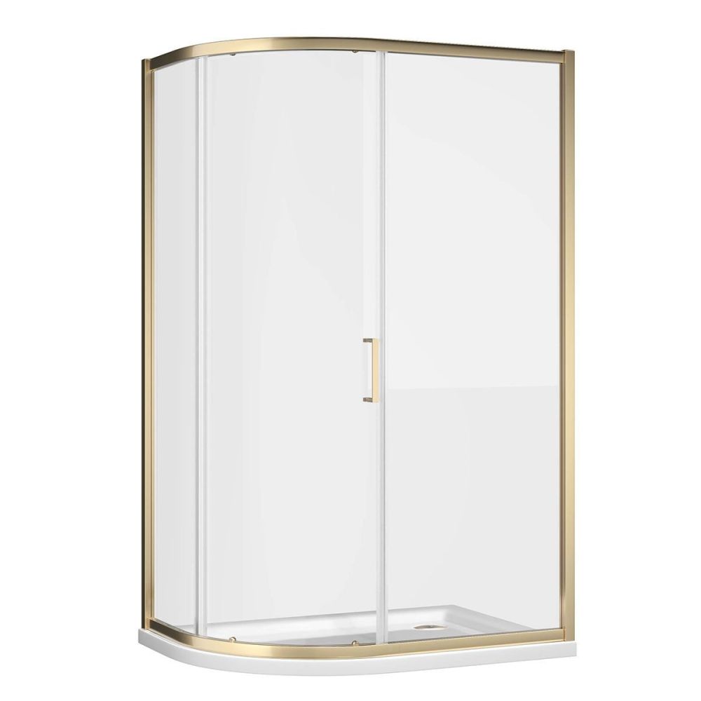 Fabio Brushed Gold Sliding Shower Door Quadrant 1400x800mm