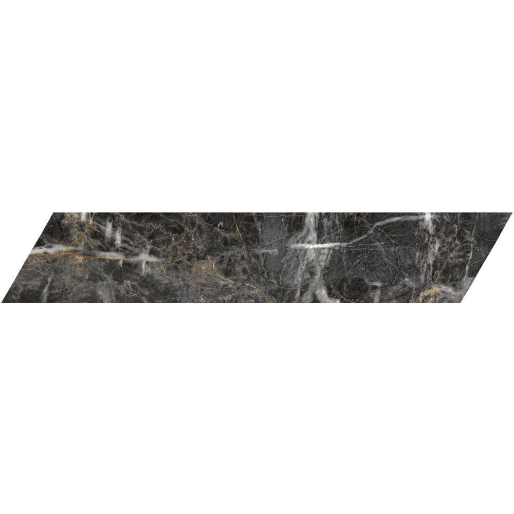 Salerno Black Matt Marble Chevron Tile 80x400mm