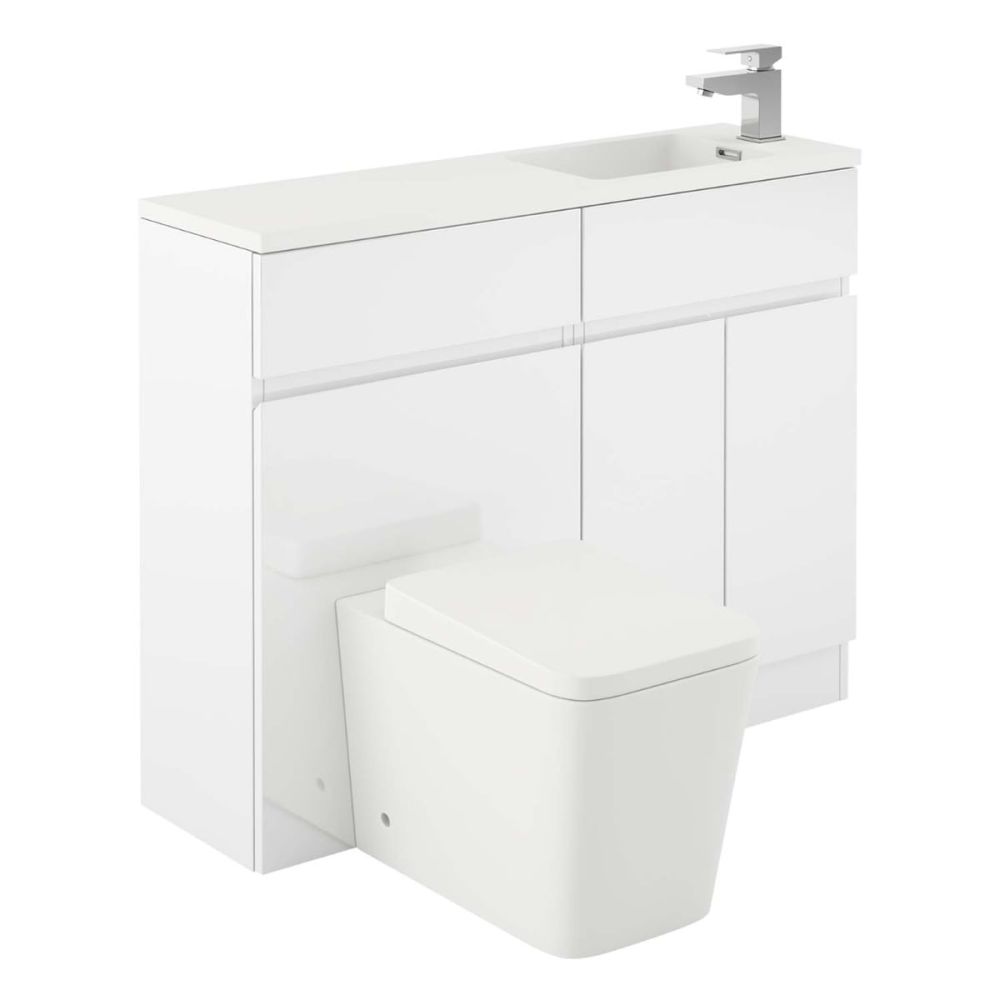 Hudson Gloss White Combination Vanity Basin & WC Unit 1000mm