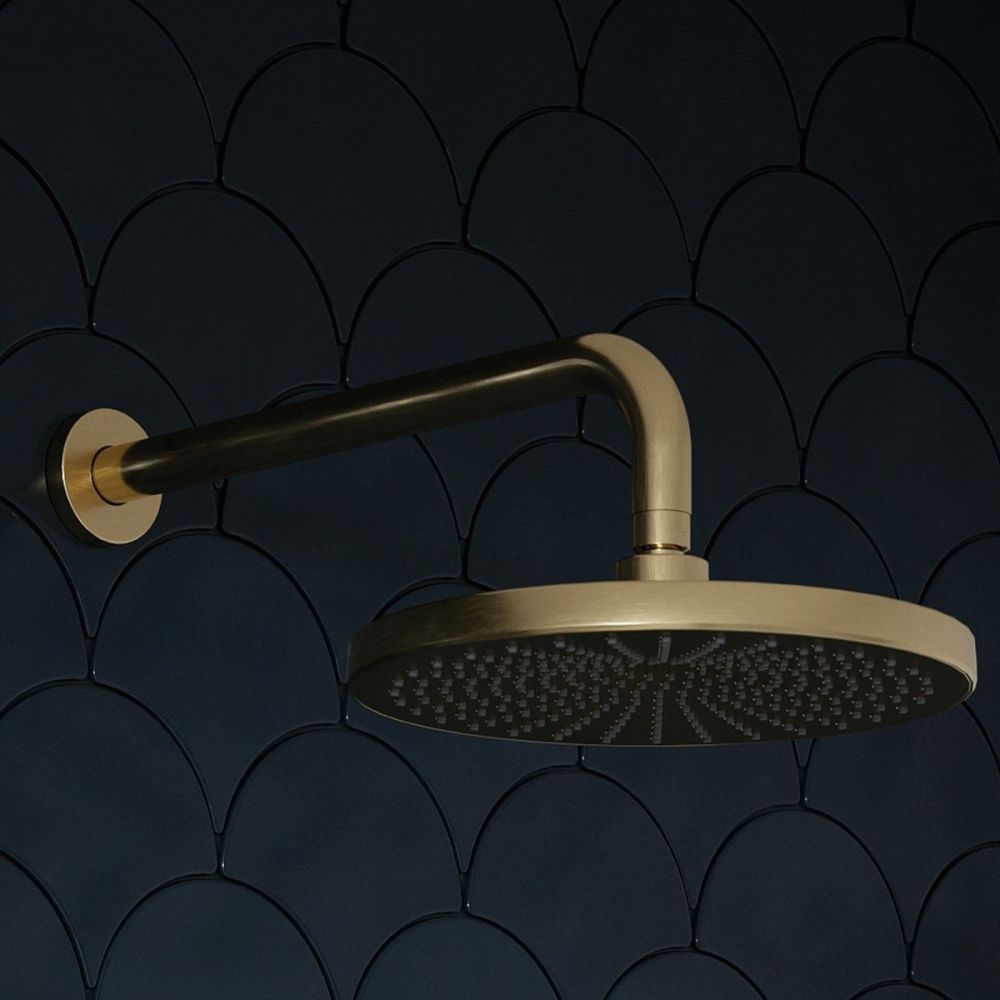 Moray Champagne Gold Round Shower Head 250mm