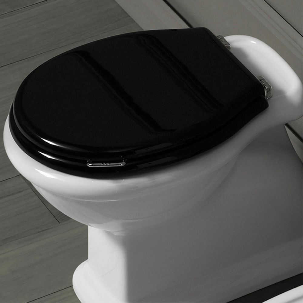 Laine Gloss Black Toilet Seat with Chrome Handle