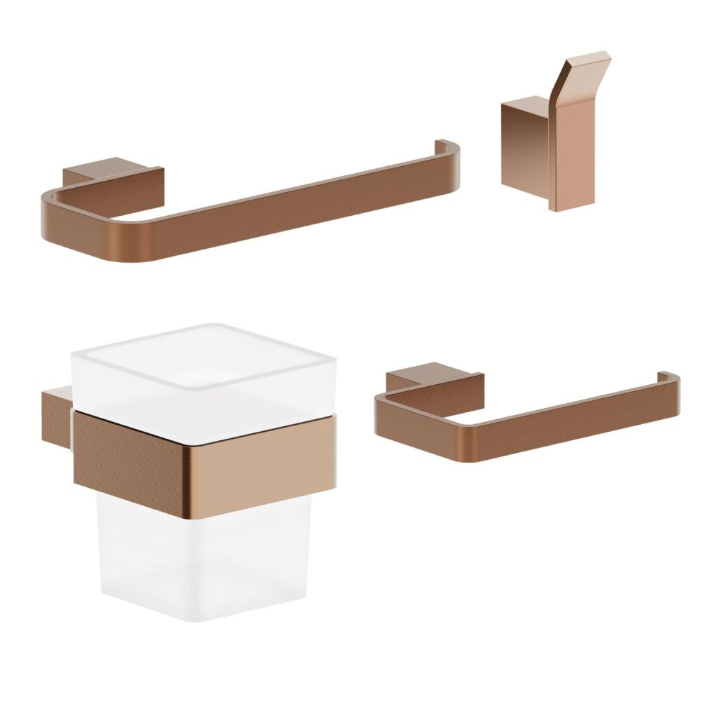 Elora Brushed Bronze 4-Piece Bathroom Accessory Set