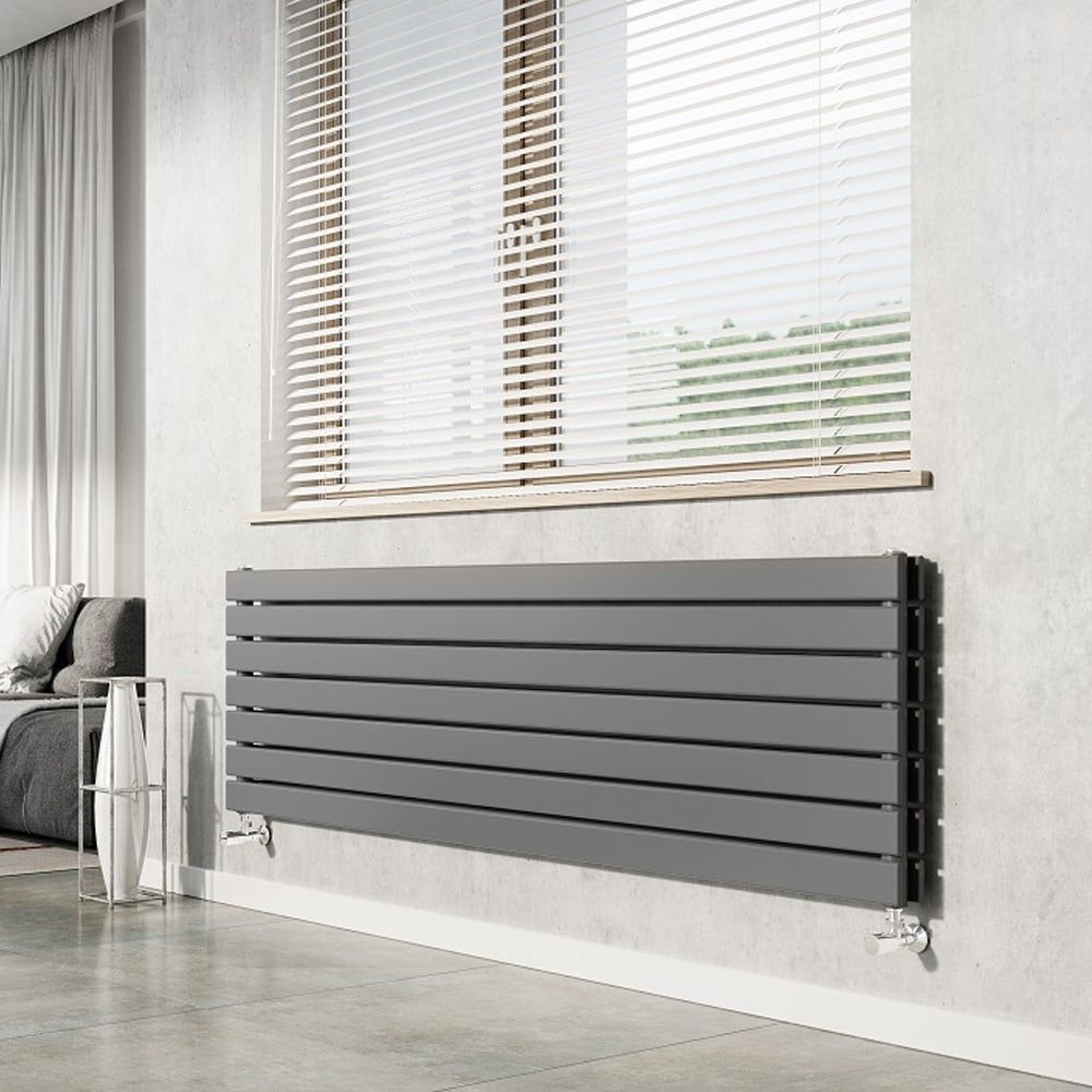 Perth Grey Single Horizontal Flat Panel Radiator 610x1600mm