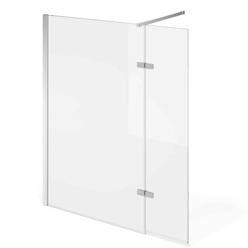 Royle Chrome Fixed Bath Screen with Hinged Panel