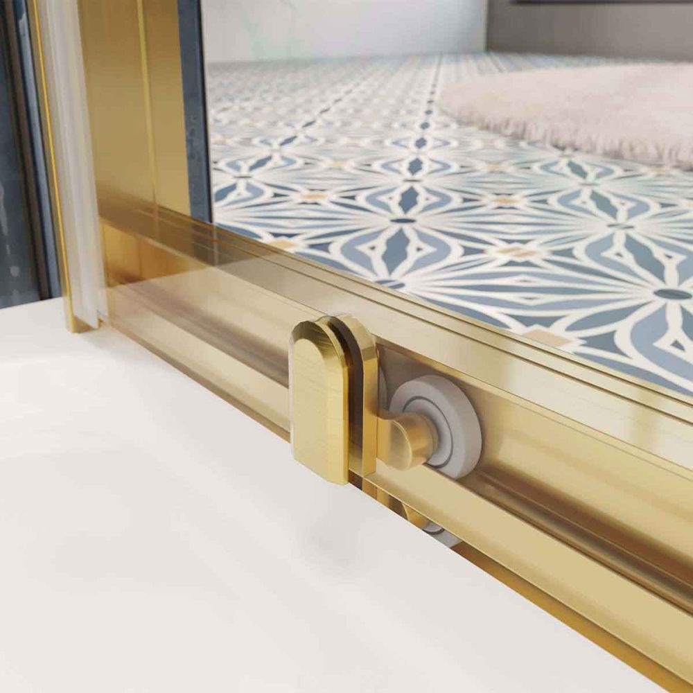 Fabio Brushed Gold Sliding Shower Door Quadrant