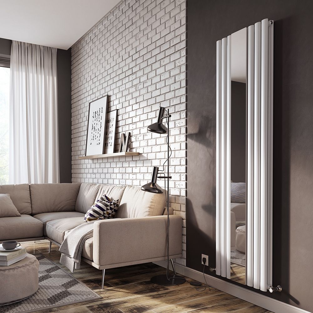 Corex Vertical Mirror Radiator – White | Designer White Vertical