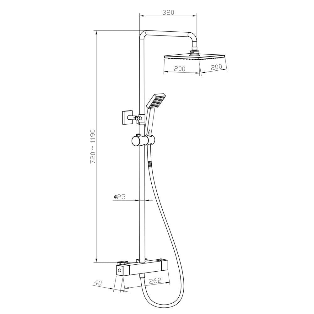 Noir Chrome Thermostatic Shower Pack Specification