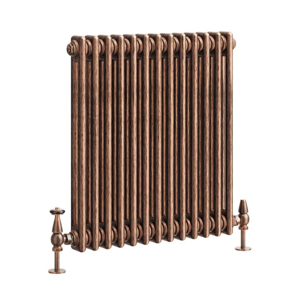 Clement Antique Copper Double Horizontal Column Radiator - 600x605mm