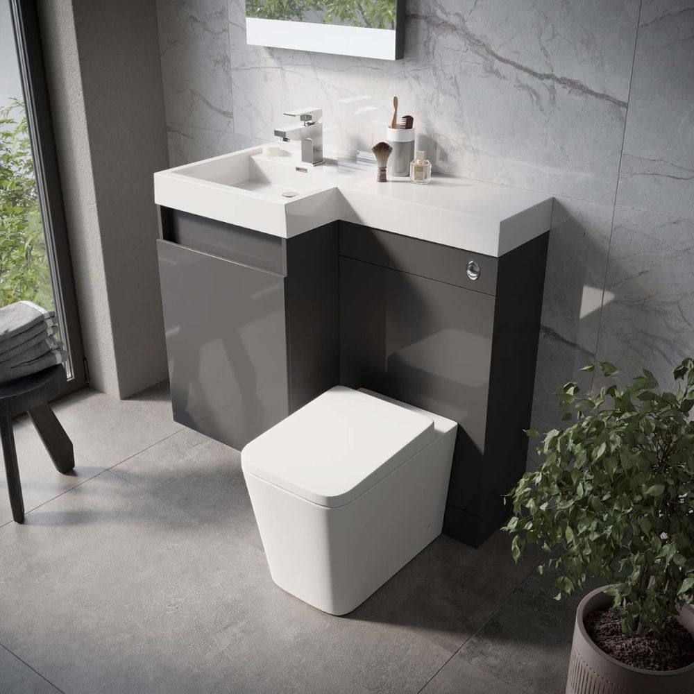 Summers Titanium Grey Left Hand Combination Vanity Basin and WC Unit 900mm