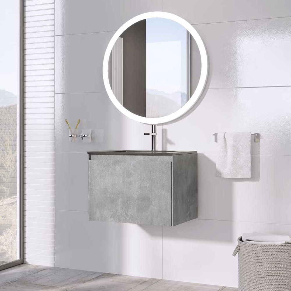 Zia Circle Round LED Illuminated Bathroom Mirror 600x600mm Lifestyle