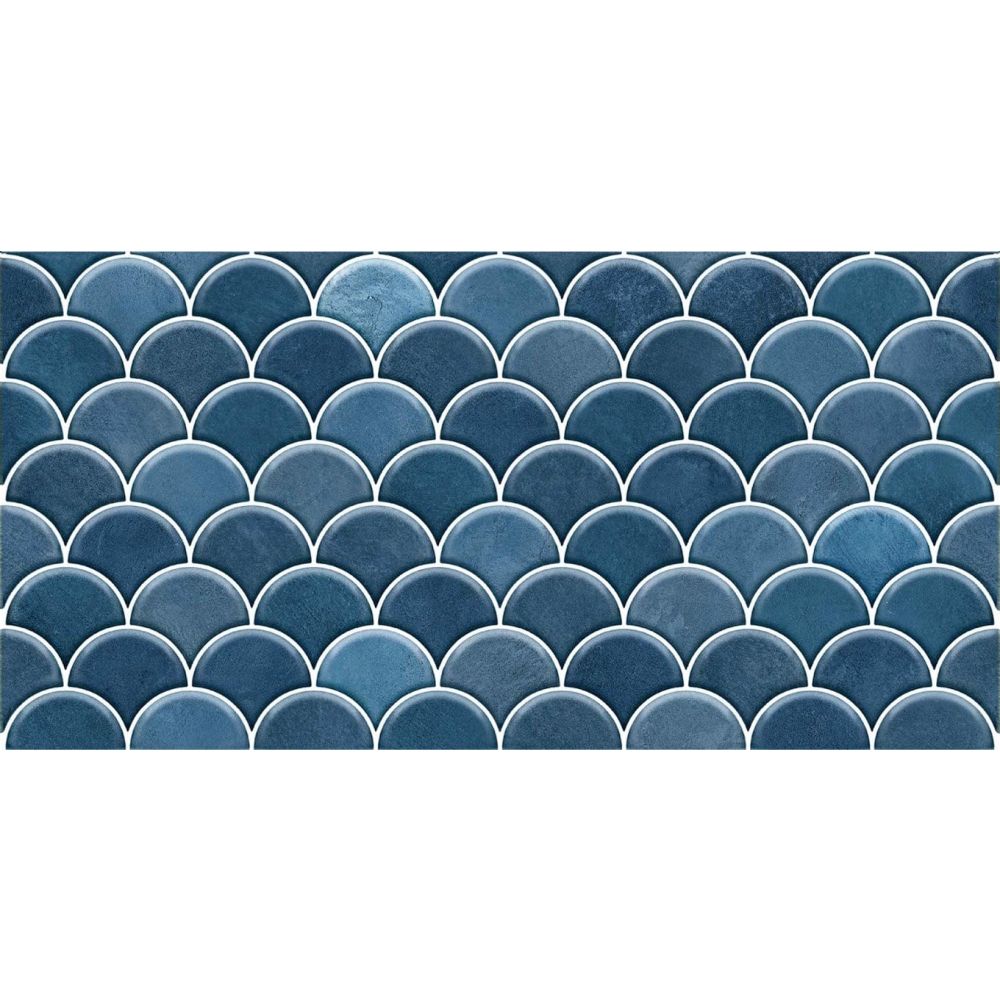 Atlantis Dark Blue Gloss Decor Ceramic Tile 600x300mm