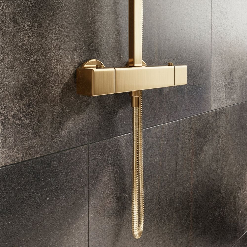 Truro Brushed Gold Thermostatic Shower Pack